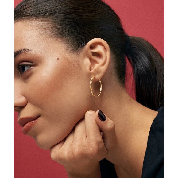 Hey Harper Hoop Earrings Thin Small Ruby - Picture 2 of 6